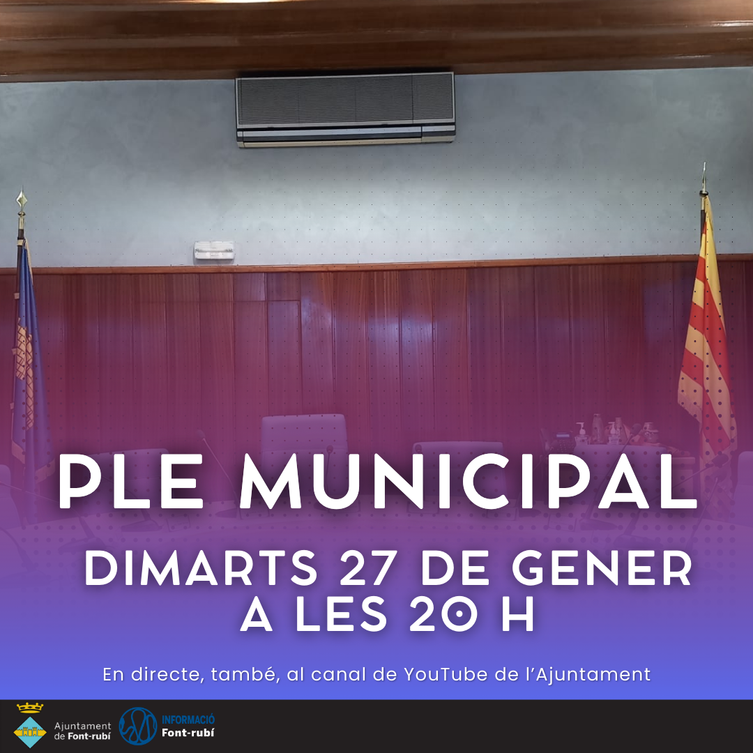 Convocat&ograve;ria de Ple ordinari - 27 de gener de 2026