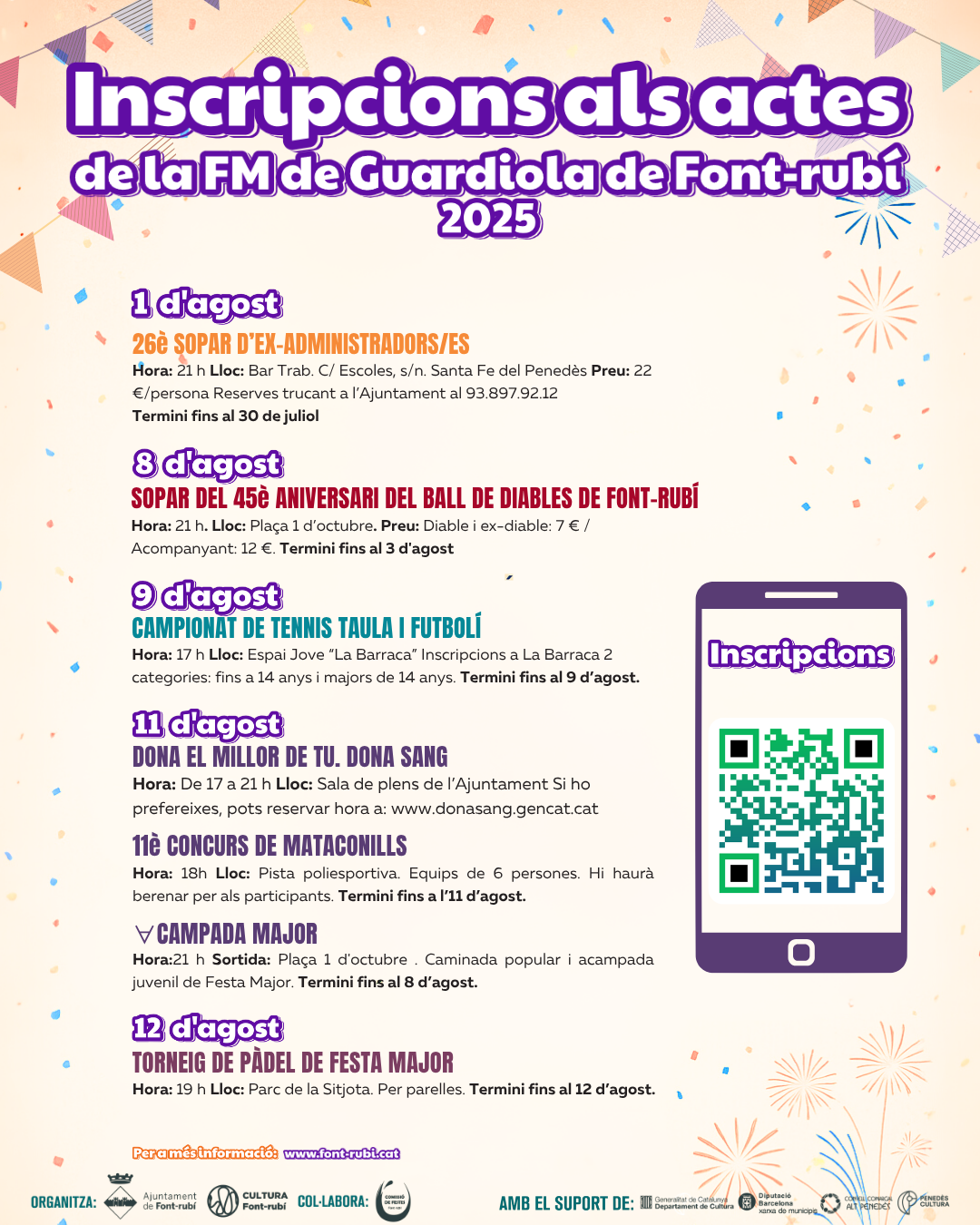 Inscripcions als actes de la Festa Major 2025