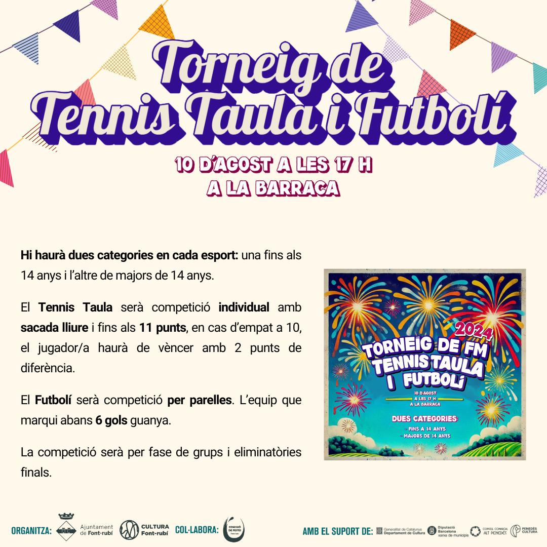 Torneig de Tennis Taula i Futbolí de la Festa Major! 