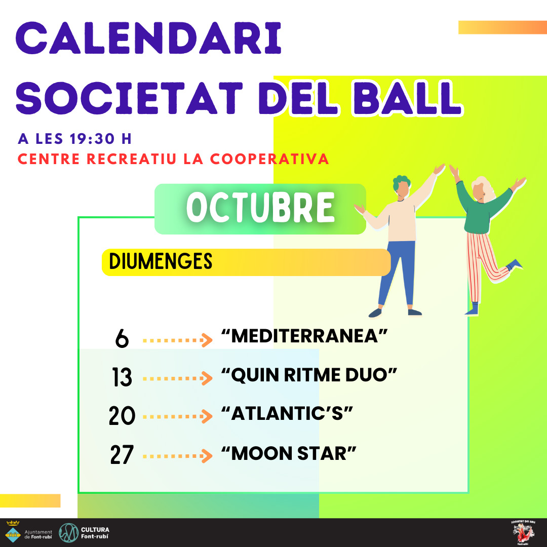 Calendari de l'octubre de la Societat del Ball de Font-rubí!