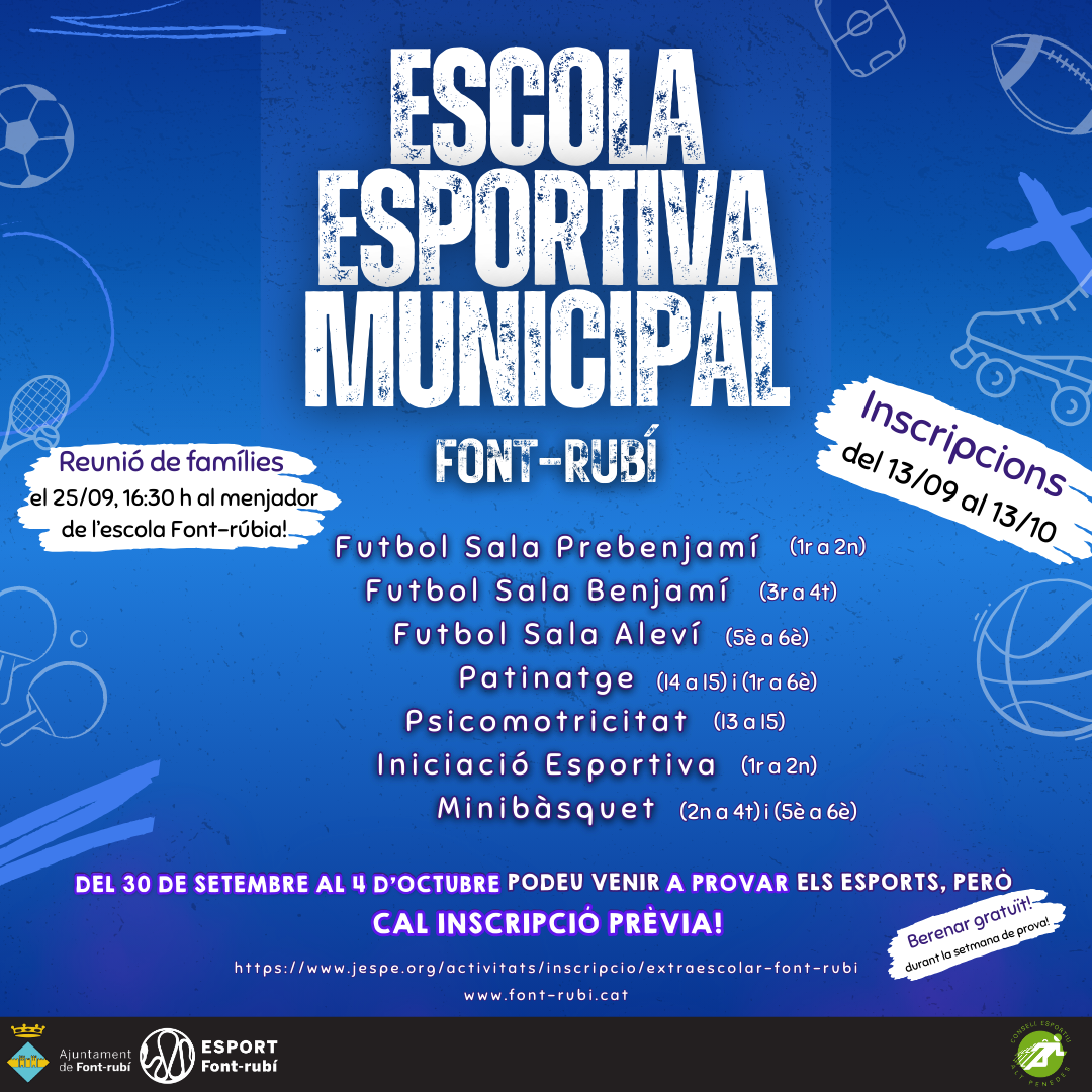 Vine a l'Escola Esportiva Municipal de Font-rubí! 