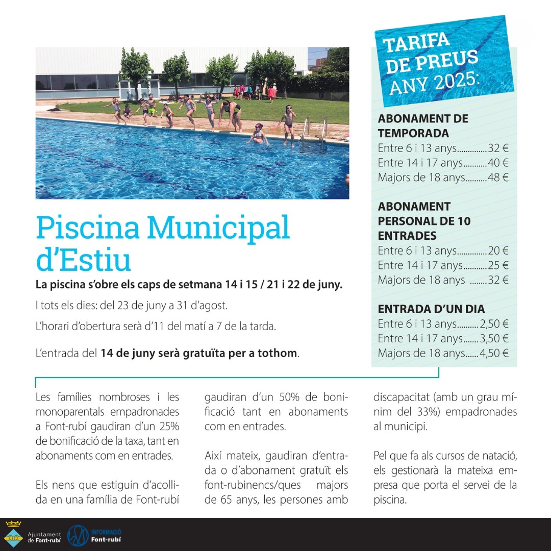 Piscina Municipal d'Estiu oberta ben aviat!