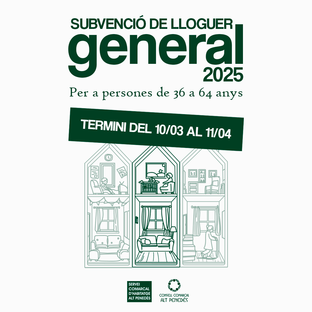 Convocatòria de la subvenció de lloguer general 2025 (de 36 a 64 anys)