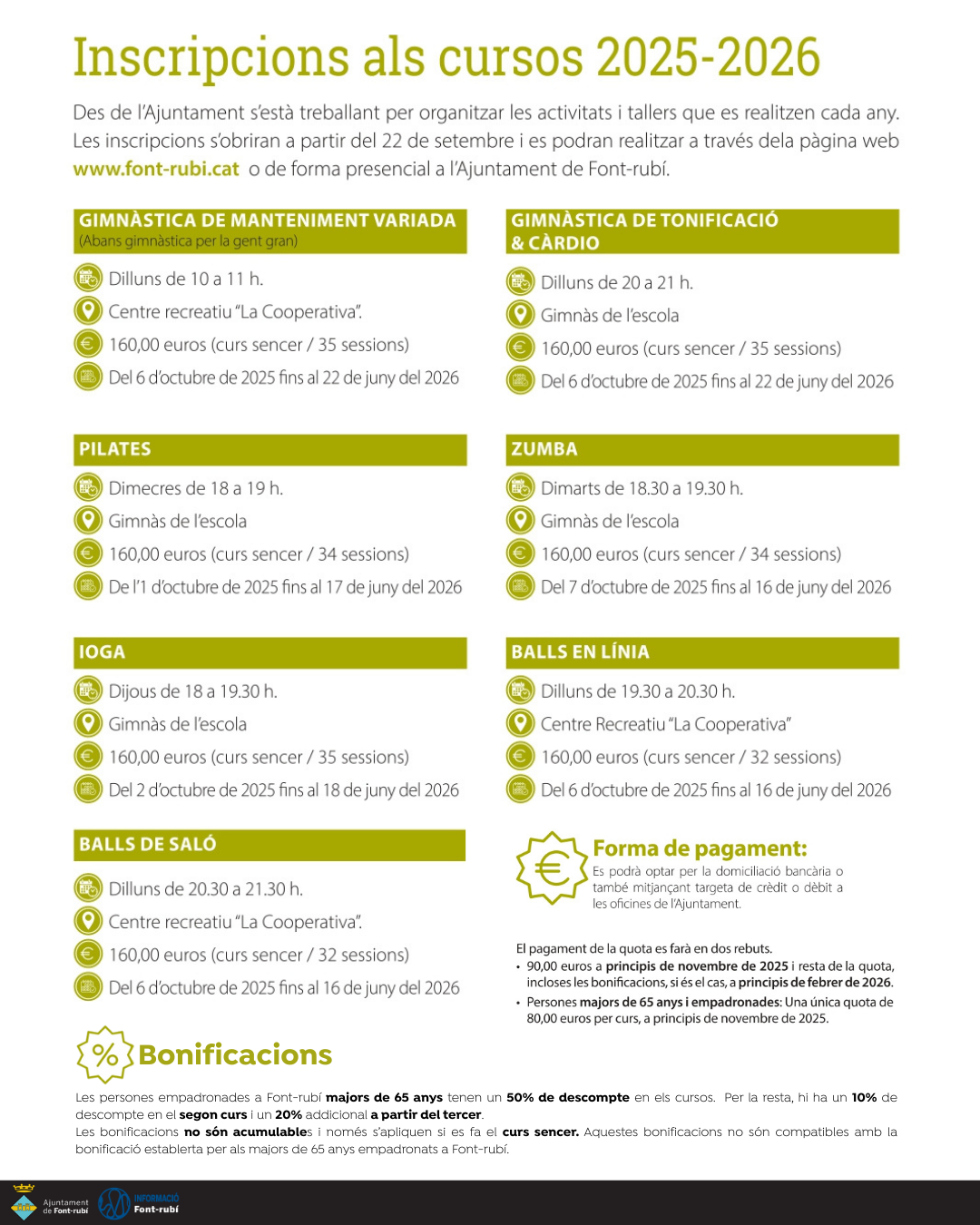 Inscripcions obertes als cursos 2025-2026!