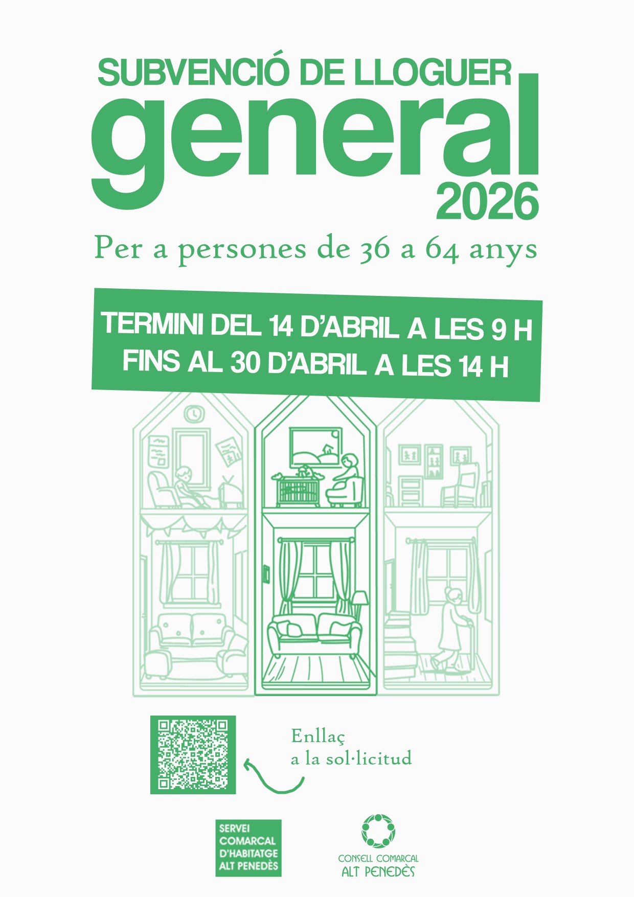 Convocat&ograve;ria de la subvenci&oacute; de lloguer general 2026 (de 36 a 64 anys)